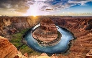 Sunset moment at Horseshoe bend Grand Canyon National Park