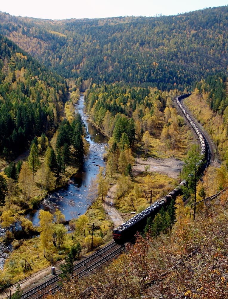 Beyond ecotourism The TRANS-Siberian railway at the river Olkha in the Baikal region