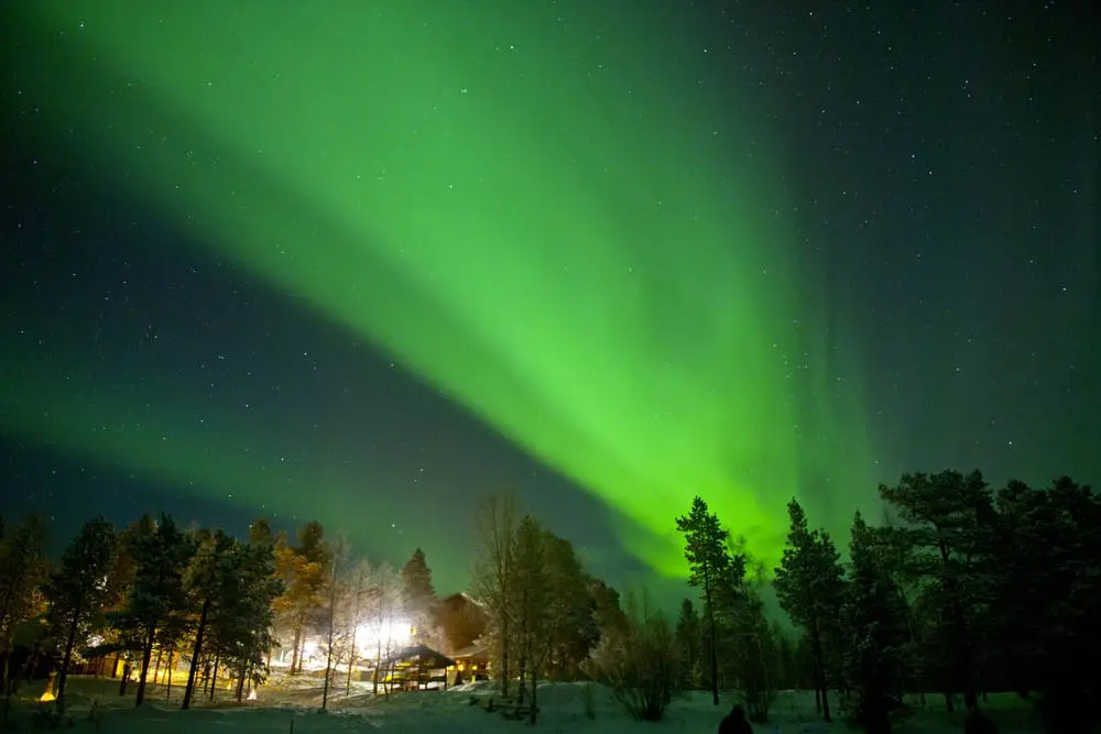 northern lights finland lapland lake inari