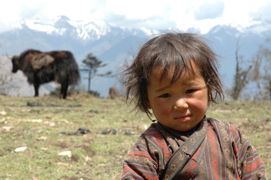 A local boy at high altitude on the Druk Path Trek