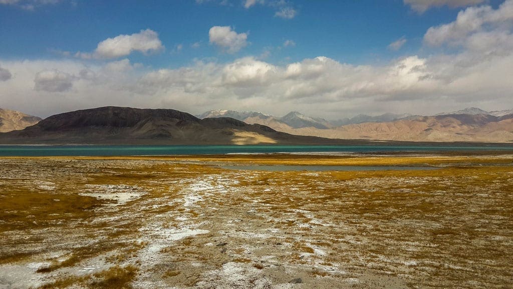 Salt lake, Silk Road travel, Tajikistan