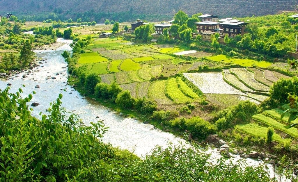 The spectacular scenery of the Paro Valley on Day 2 of the Druk Path Trek