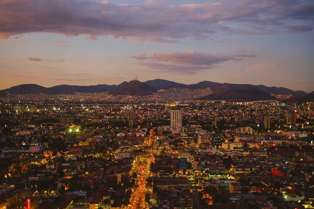 Mexico City at dusk.