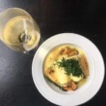 The monk fish with asparagus in a saffron sauce at Futastova