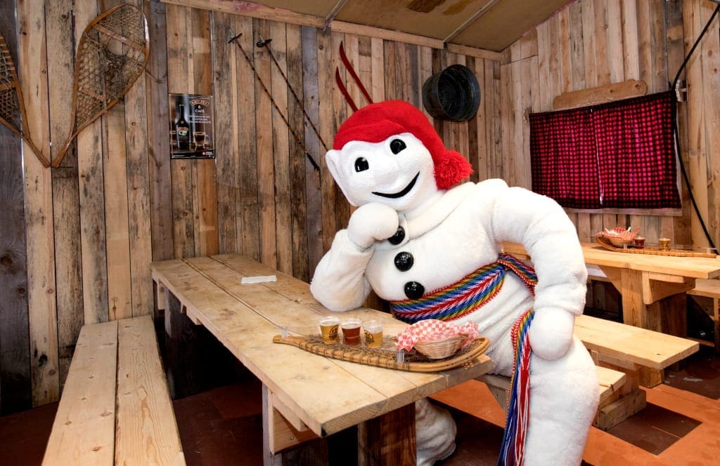 Bonhomme relaxing at the Quebec Winter Carnival,