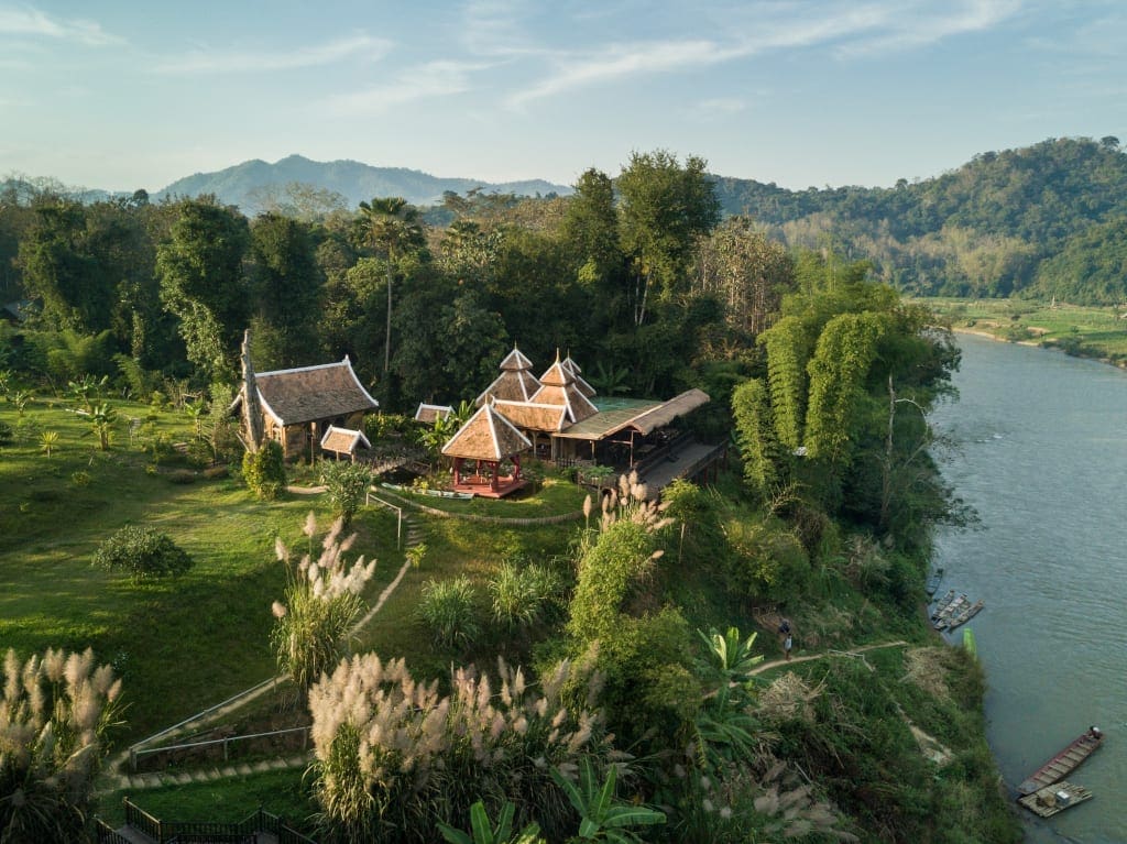 Walking with elephants at Mandalao, Laos