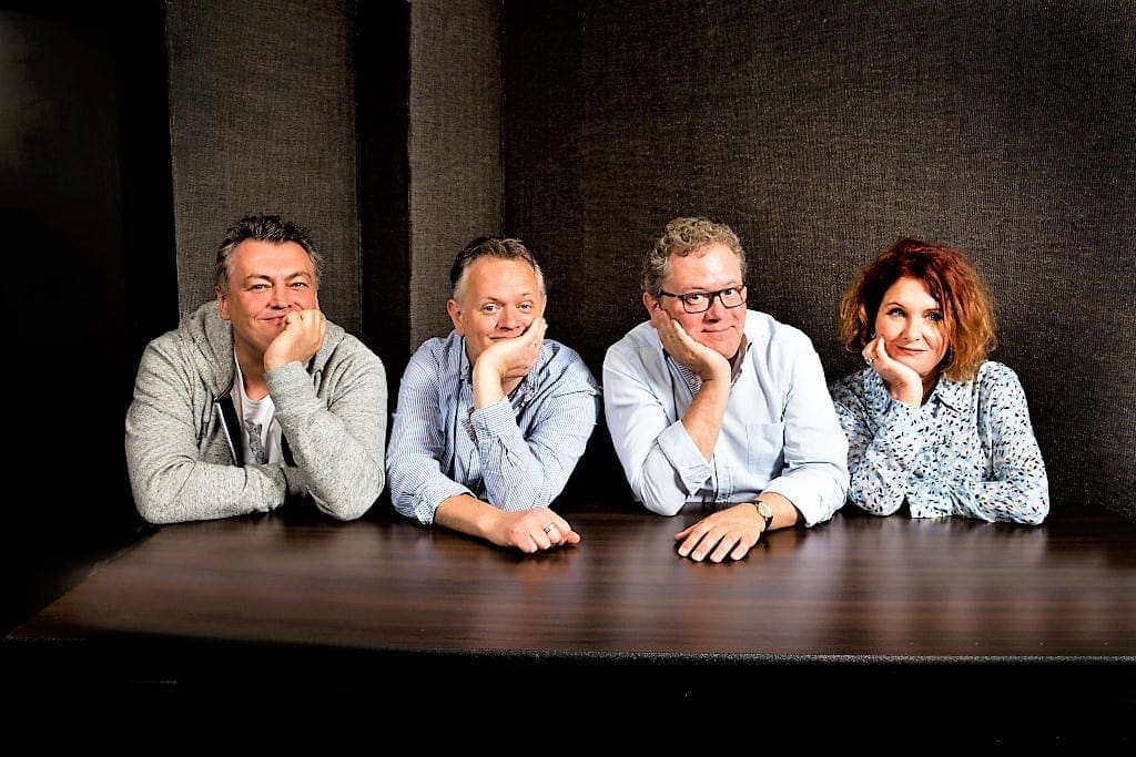 Dead Ringers Live Group at table (c) Andy Cotterill