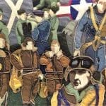 Pilots waiting to join the Battle of Britain, part of the D-Day Story embroidery