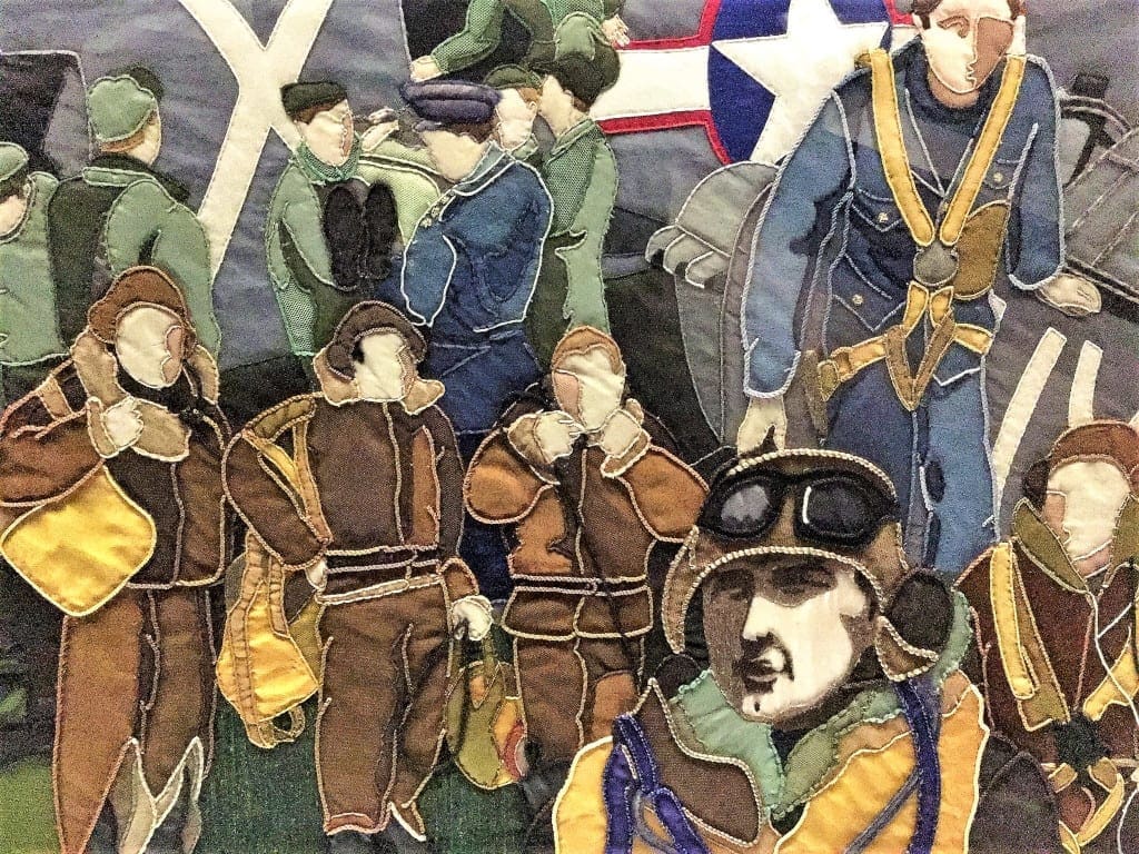 Pilots waiting to join the Battle of Britain, part of the D-Day Story embroidery
