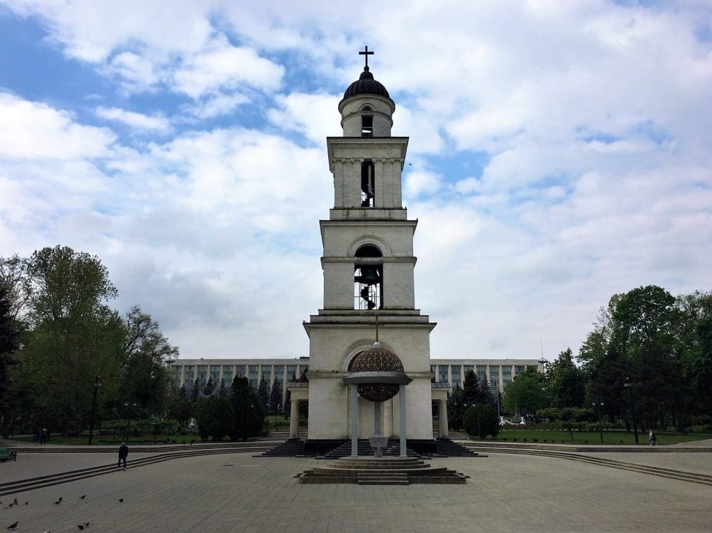 The bell tower in Cathedral Square, Chisinau