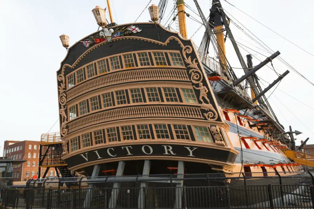 HMS Victory standing proudly at the Naval Dockyard.