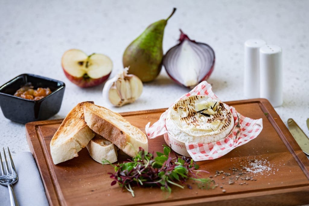 Baked Camembert with pear and ginger chutney c. Adrienne Photography