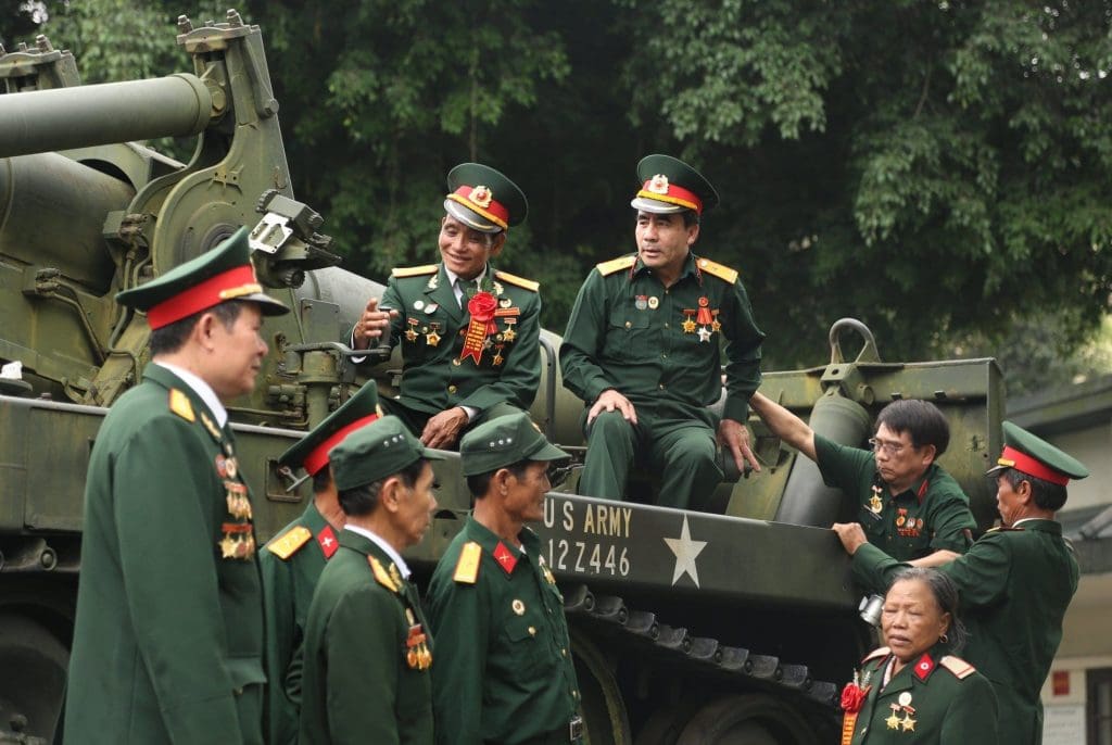 Veterans at Hanoi war museum