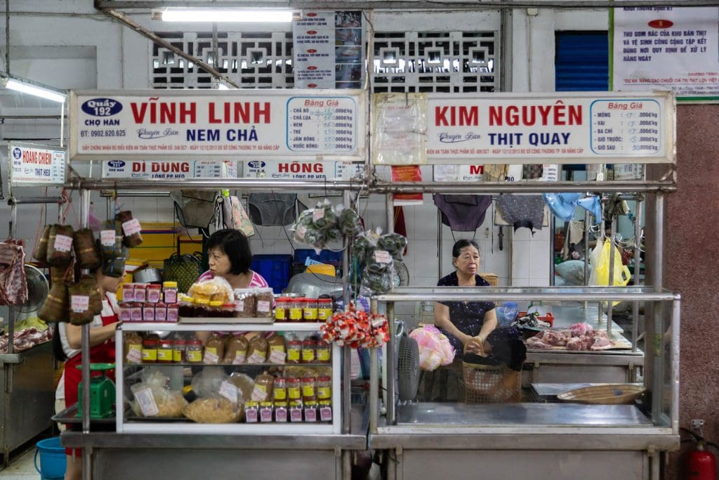Meat stalls inside Han Market