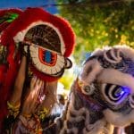 Lion dances through the streets of Hoi An ancient town on the full moon