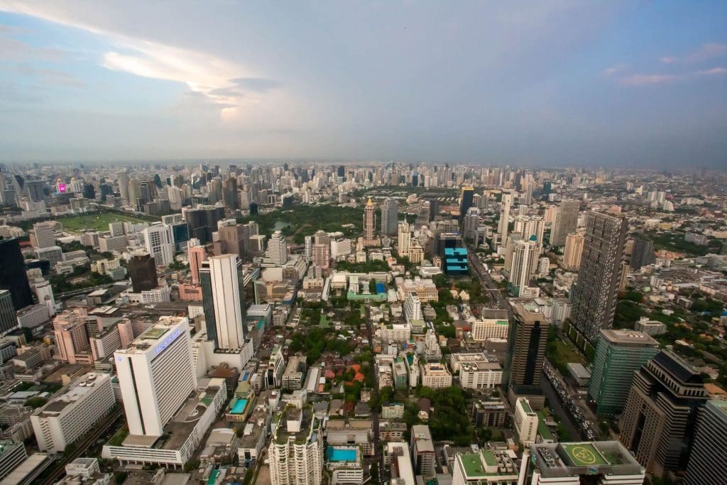 Looking north over Bangkok skyline from the King Power MahaNakhon Tower