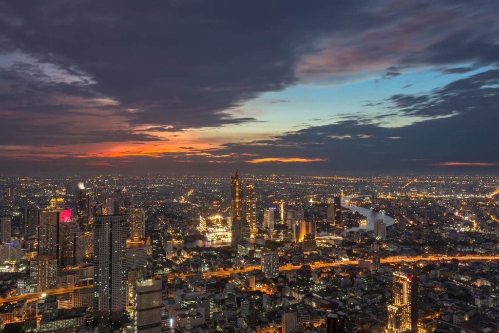 City lights after sunset from the King Power MahaNakhon Tower