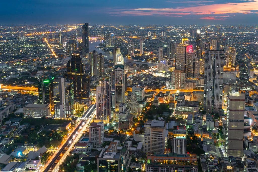 City view from the King Power MahaNakhon Tower in Bangkok, Thailand