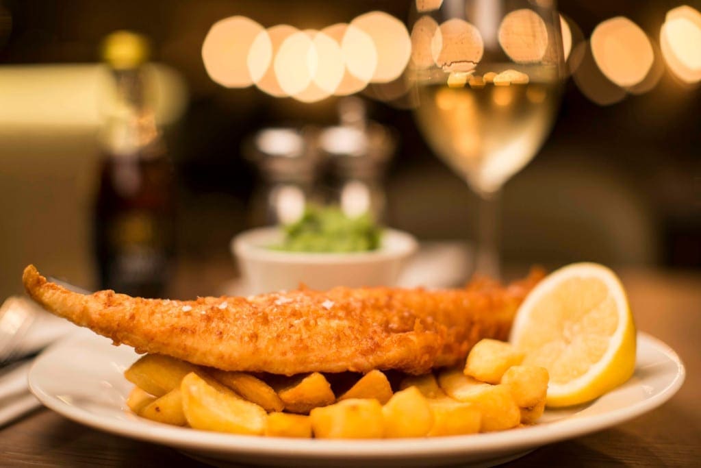 Fish and chips, a substantial offering at The Pier at Harwich