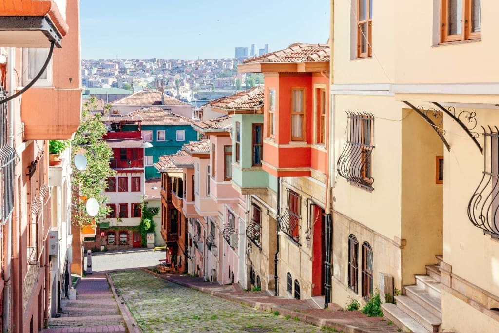 Colorful vibrant houses in Balat neighborhood, Istanbul, Turkey