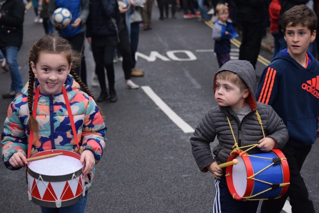 Drummjng up a storm ....two budding young musicians at Delph