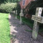 A small cemetery marks the graves of some of the priests buried here