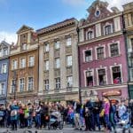Waiting for the goats to appear in the Old Market Square, Poznan