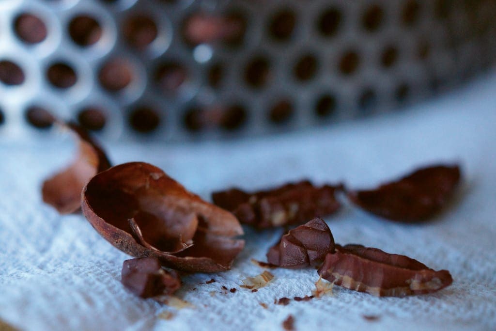 Cracked cocoa beans