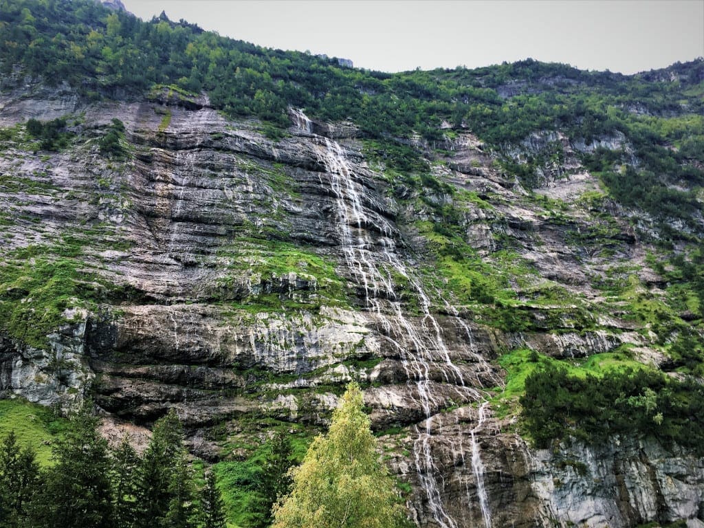 One of the many waterfalls in the Jungfrau Swiss Alps