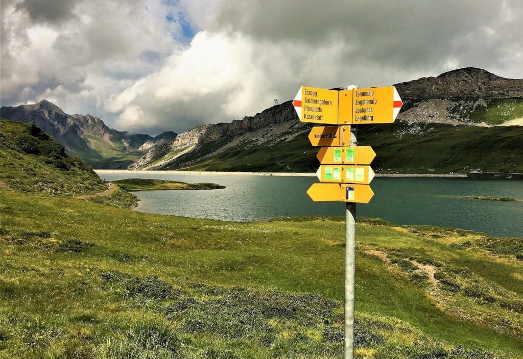 The hiking trails in the Jungfrau Swiss Alps are well marked