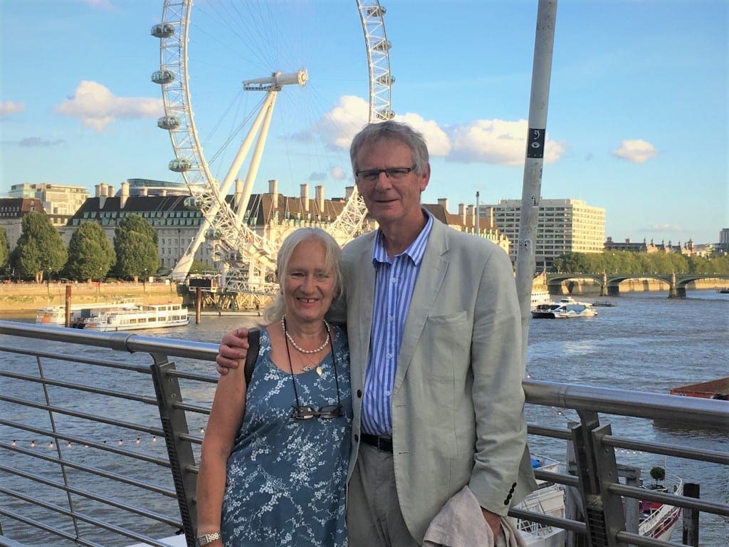 Roger and Eileen enjoying a stroll across the river