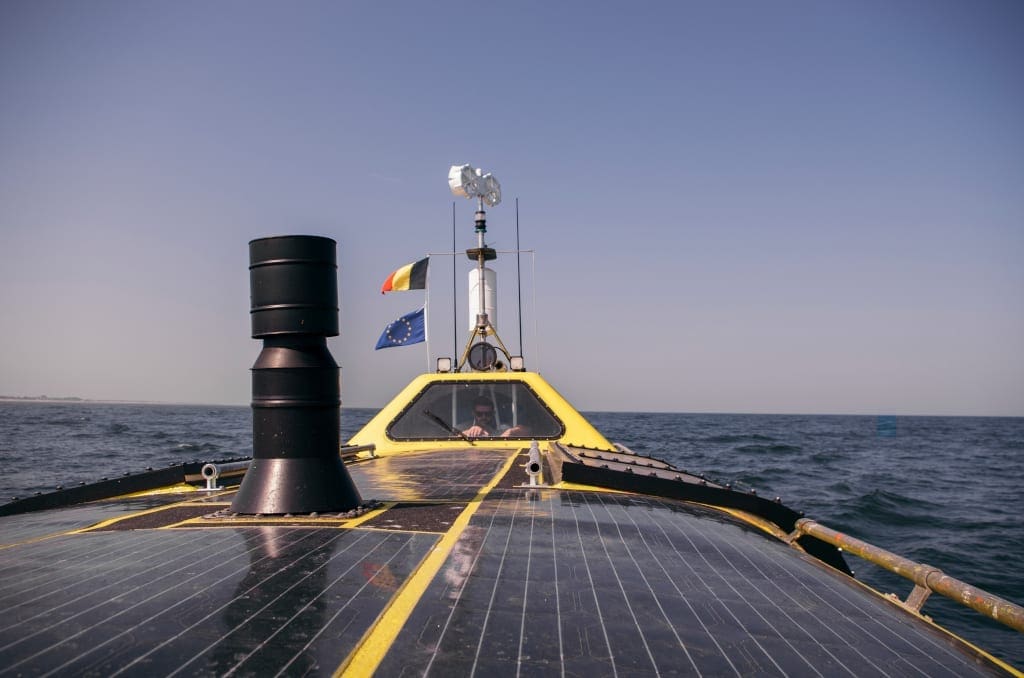 Solar panels on the solar boat