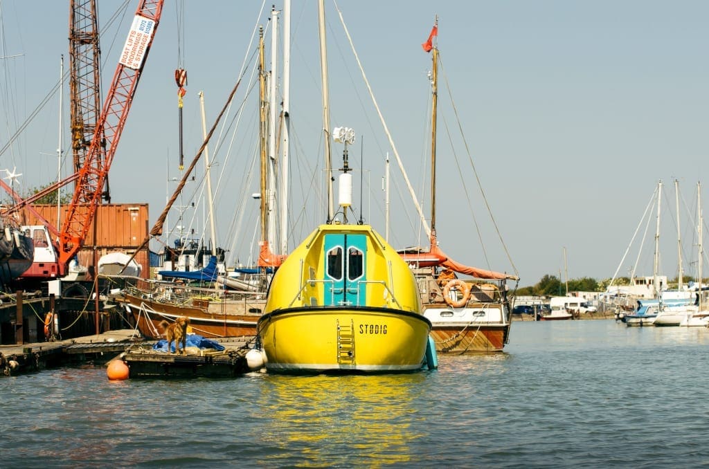 Moored in harbour