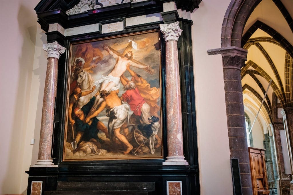 Erection of the Cross (1631) by Van Dyck in The Church of Our Lady