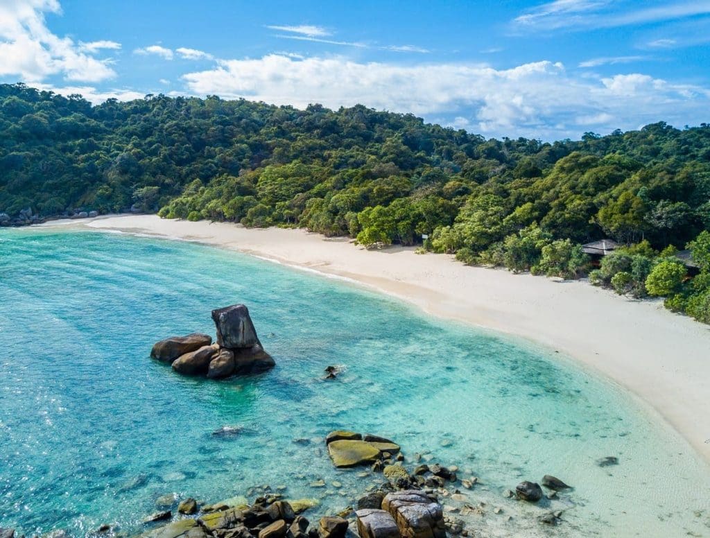 Boulder Bay with its iconic balancing boulder which could be Skull Rock from Peter Pan’s Neverland Mergui Archipelago