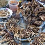Pork sticks street food in Mandalay Myanmar