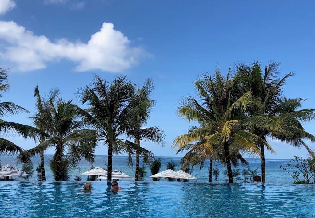 Idyllic ... the infininity pool at Cassia Cottage and the sea beyond