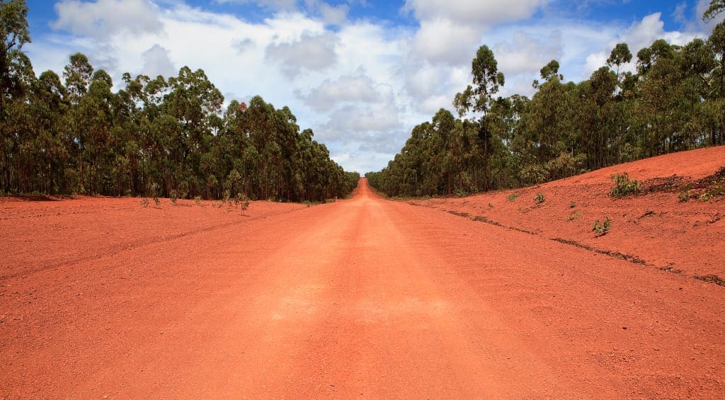 Landscape of red dirt roads near Gove.