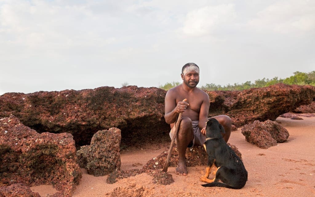 Aboriginal man, outback, Nyinyikay Homeland, East Arnhem Land, Northern Territory, Australia.