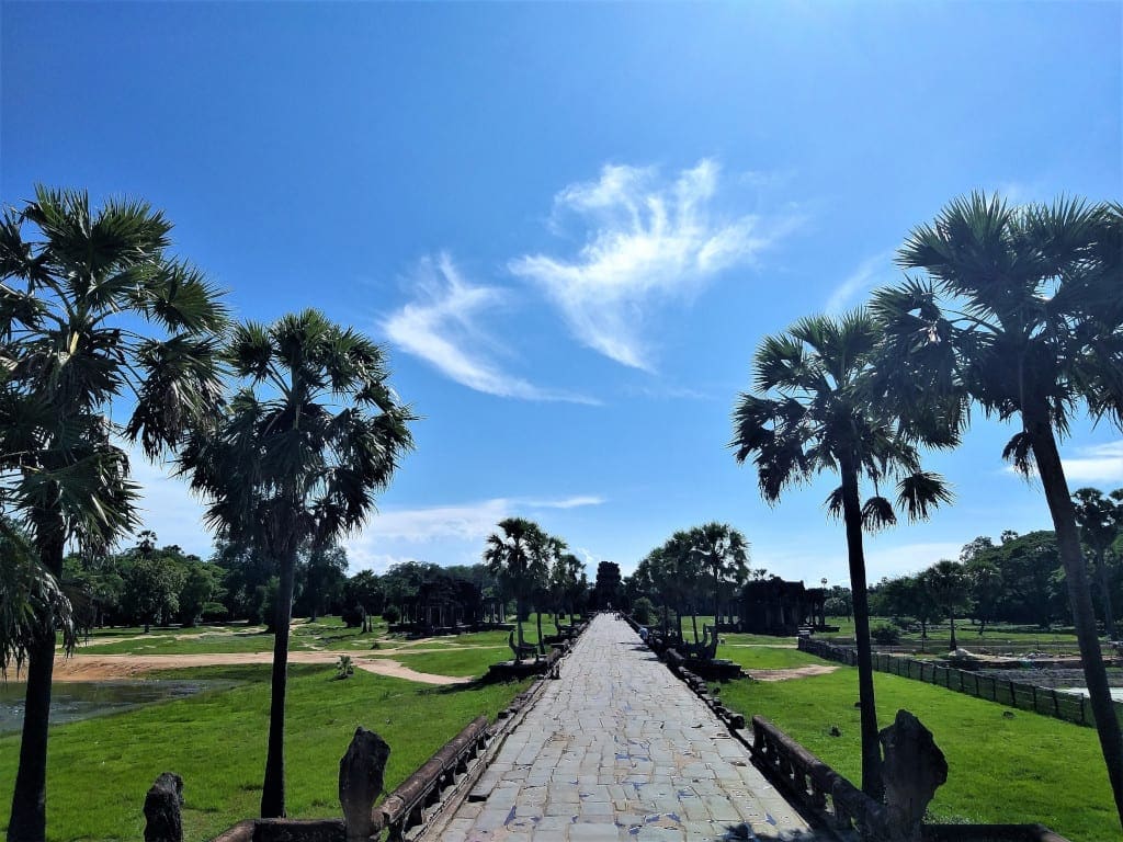 The deserted walkway approach to Angkor Wat