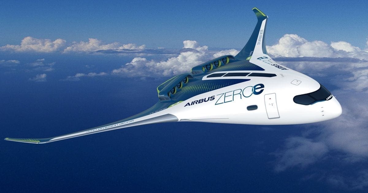 CO2 emissions. Airbus hydrogen plane zero-emission