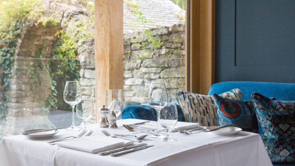 Fine dining in the restaurant at the The Priory Hotel Wareham