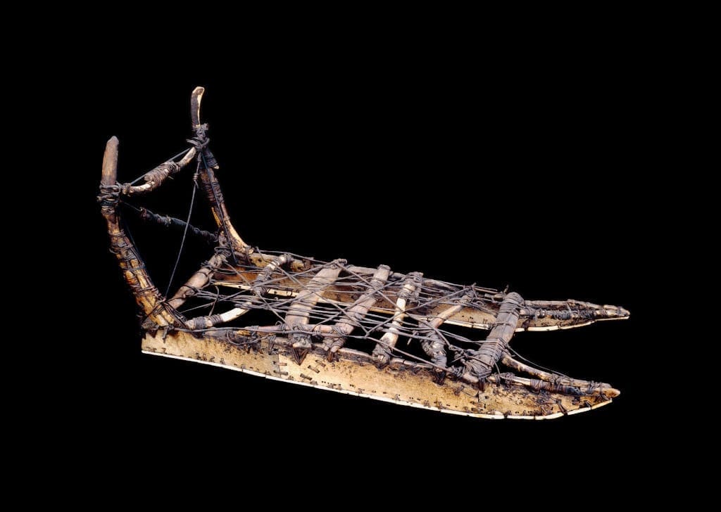 Sledge made of bone, ivory, sealskin and driftwood. Inughuit, Baffin Bay, North Greenland. 1818. © Trustees of the British Museum.