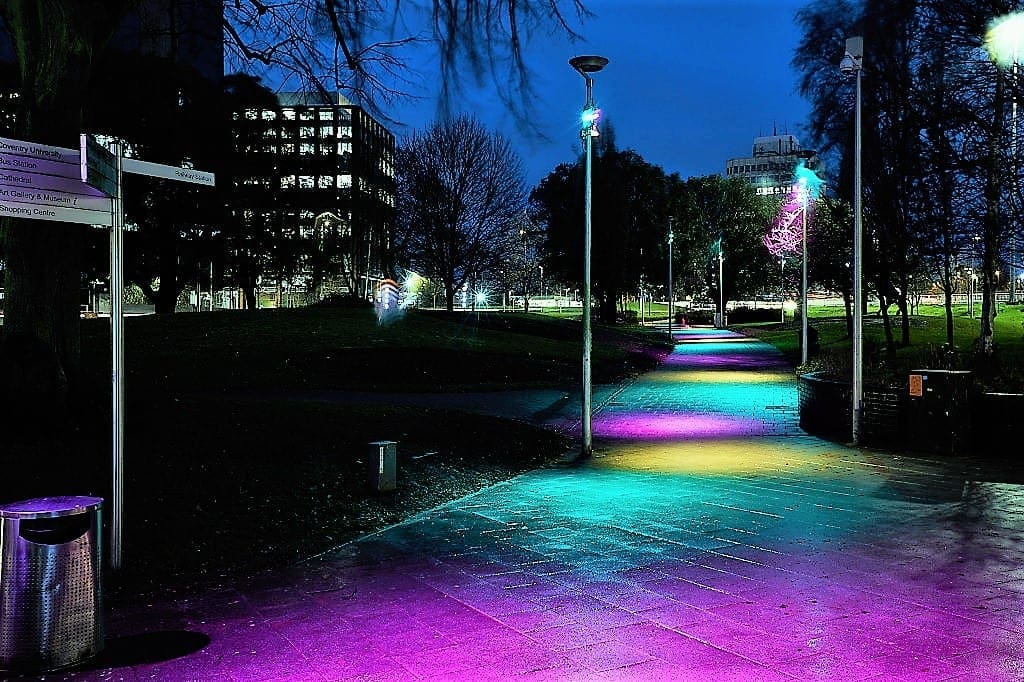 New lighting in Greyfriars Greem, Coventry