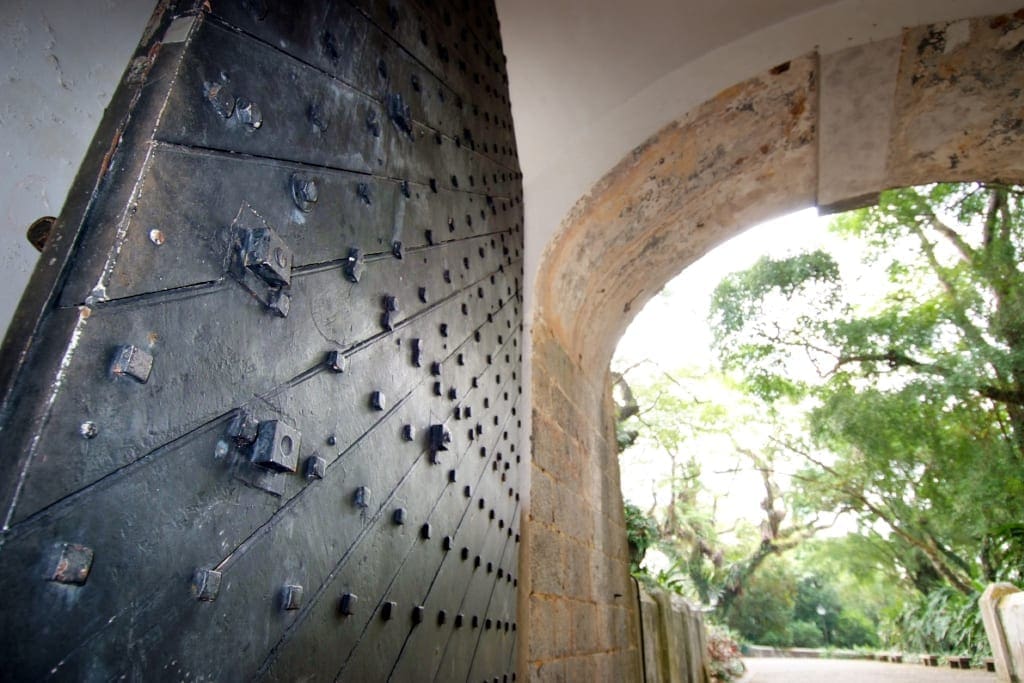 View of the metal gate and the arch of the Gate Fort Canning