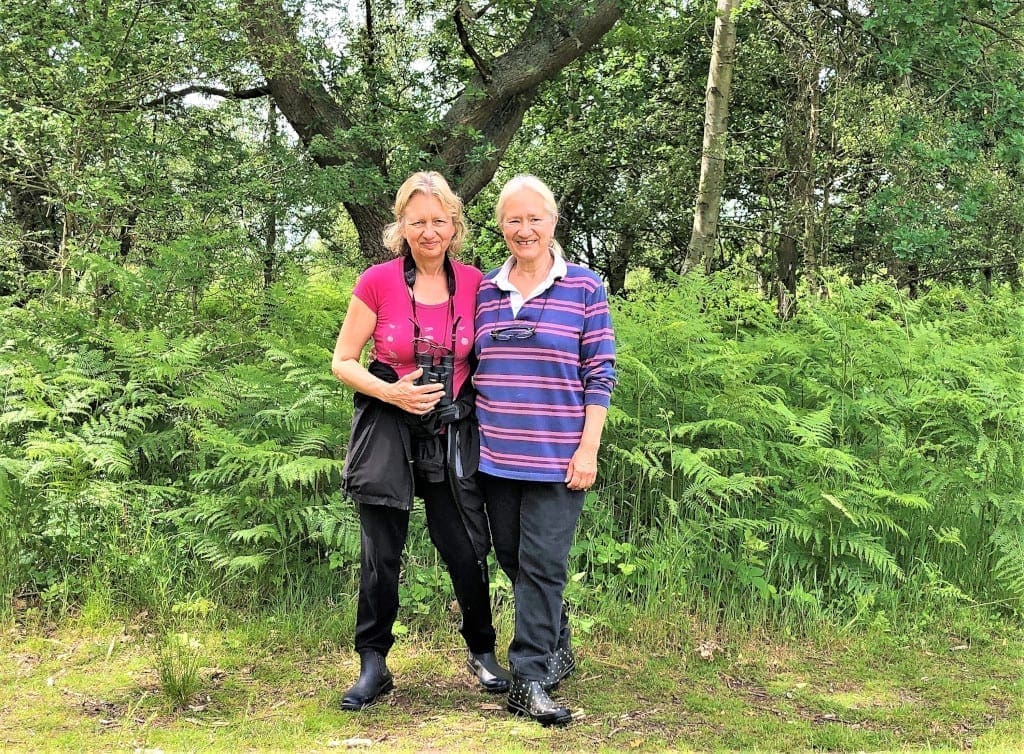 Eileen (right) and sister on their walk.