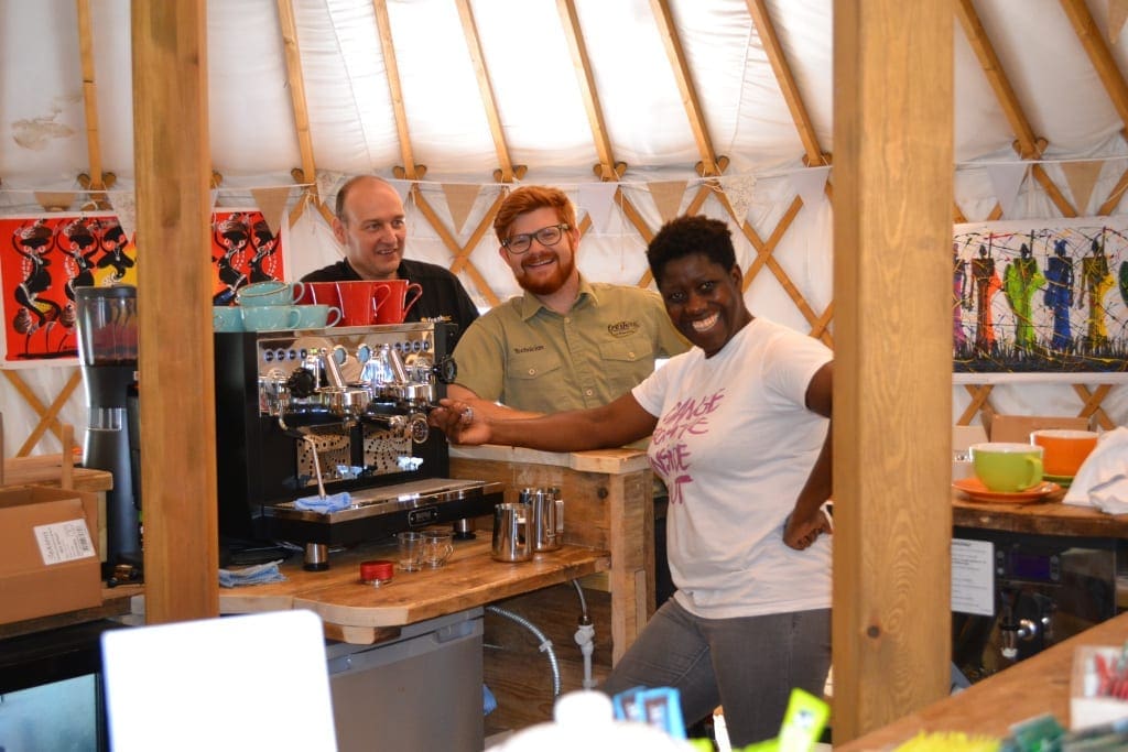 Friendly staff at the Yurt Cafe Potton Hall