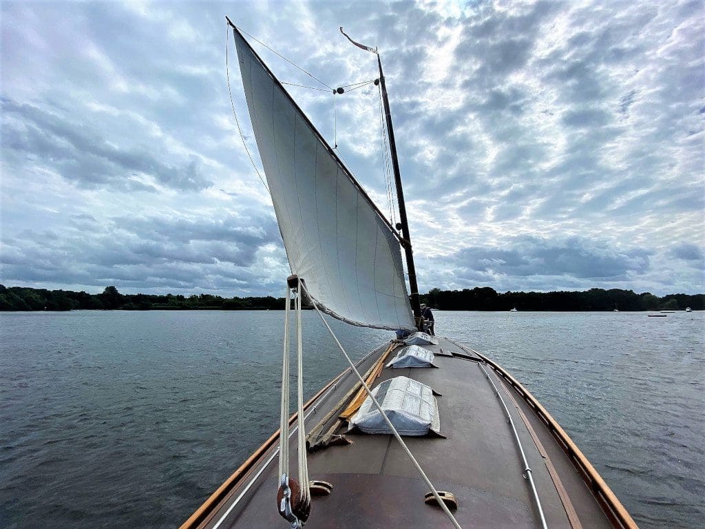 White Moth in full flow Sailing a Wherry Boat