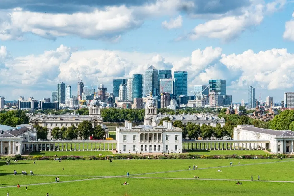 The view across London from Greenwich Park