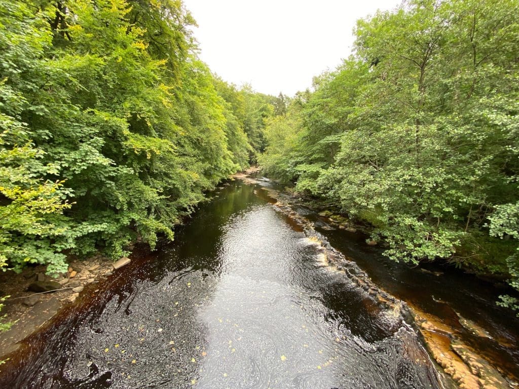 The River Irthing with its therapeutic sulphrous waters Gilsland Hall